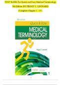 Test Bank For Quick & Easy Medical Terminology 9th Edition By Peggy C. Leonard