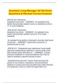 Assisted Living Manager AZ Set Exam  Questions & Revised Correct Answers