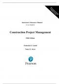 Solution Manual For Construction Project Management, 5th Edition by Frederick Gould Nancy Joyce