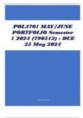 POL3701 MAY/JUNE PORTFOLIO Semester 1 2024  - DUE 25 May 2024