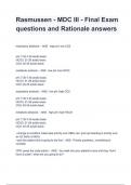 Rasmussen - MDC III - Final Exam questions and Rationale answers