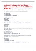 Ashworth College - Vet Tech Exam 1 &vert; With complete solution &vert; Latest 2024&sol;25 &vert; Rated A&plus;