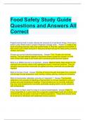 Food Safety Study Guide Questions and Answers All Correct