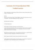 Assurance ACA Exam Questions With Verified Answers