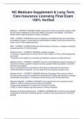 NC Medicare Supplement & Long Term  Care Insurance Licensing Final Exam  100&percnt; Verified