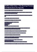 &lpar;NURS 2105&rpar; Class 7 The Nursing Process and Medications for Specific