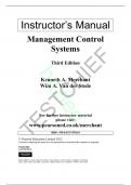 Solution manual for management control systems 3rd edition by K&period;A Merchant and  W&period;A Van der Stede