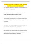Mechanical Technology Exam with Questions and Correct Answers&sol; Grade A&plus;