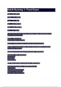 Adult Nursing 1- Final Exam