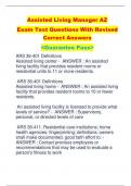 Assisted Living Manager AZ Exam Test Questions With Revised  Correct Answers  <Guarantee Pass>