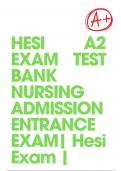 HESI A2 EXAM TEST BANK NURSING ADMISSION ENTRANCE EXAM| Hesi Exam | 