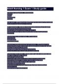 Adult Nursing 1 Exam 1 Study guide