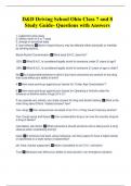 D&D Driving School Ohio Class 7 and 8 Study Guide- Questions with Answers