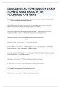EDUCATIONAL PSYCHOLOGY EXAM REVIEW QUESTIONS WITH ACCURATE ANSWERS