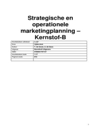 Strategische en operationele marketingplanning – Kernstof-B