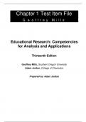 Test Bank For Educational Research Competencies for Analysis and Applications, 13th Edition by Geoffrey E. Mills Adam W. Jordan Chapter 1-24