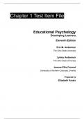 Test Bank For Educational Psychology Developing Learners, 11th Edition by Jeanne Ellis Ormrod Lynley H. Anderman Chapter 1-15