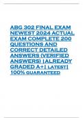 ABG 302 FINAL EXAM NEWEST 2024 ACTUAL EXAM COMPLETE 200 QUESTIONS AND CORRECT DETAILED ANSWERS &lpar;VERIFIED ANSWERS&rpar; &vert;ALREADY GRADED A&plus;&vert; latest&vert; 100&percnt; guaranteed