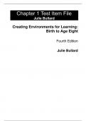 Test Bank For Creating Environments for Learning Birth to Age Eight, 4th Edition by Julie Bullard Chapter 1-17