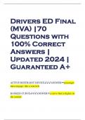 Drivers ED Final (MVA) |70 Questions with 100% Correct Answers | Updated 2024 | Guaranteed A+