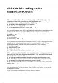 clinical decision making practice questions And Answers