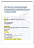 HEALTH COACH CERTIFICATION EXAM Practice Questions 100&percnt; Verified Answers Latest Version 2024