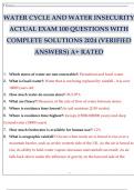 WATER CYCLE AND WATER INSECURITY ACTUAL EXAM 100 QUESTIONS WITH COMPLETE SOLUTIONS 2024 &lpar;VERIFIED ANSWERS&rpar; A&plus; RATED