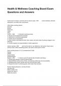 Health & Wellness Coaching Board Exam Questions and Answers
