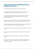Technology Education Certification Practice  Questions and Answers 