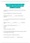 Epic Crystal Reporting&sol;Clarity&sol;SQL UPDATED Exam Questions and  CORRECT Answers
