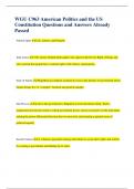 WGU C963 American Politics and the US  Constitution Questions and Answers Already  Passed