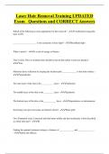 Laser Hair Removal Training UPDATED Exam Questions and CORRECT Answers