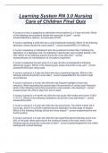 Learning System RN 3&period;0 Nursing  Care of Children Final Quiz
