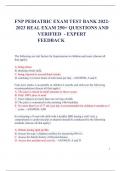 FNP PEDIATRIC EXAM TEST BANK 2022- 2023 REAL EXAM 250+ QUESTIONS AND  VERIFIED - EXPERT 