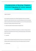 Fundamentals of Nursing: Chapters  1,2,3,4,& 5 Questions & Correct Answers/  Graded A+