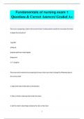Fundamentals of nursing exam 1 Questions & Correct Answers/ Graded A+