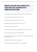 Medical Billing and Coding Test 1 Questions and Answers with complete solutions