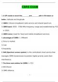 CBRS TEST EXAM Questions with 100% Correct Answers | Verified | Updated 2024