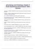 physiology and histology chapter 3  Exam Questions and Answers 100&percnt;  Correct