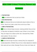 WGU D265 Critical Thinking Reason and  Evidence Exam 2024 Questions with 100&percnt; Correct Answers &vert; Verified &vert; Updated