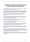 Delaware Life Insurance Study Guide 2024 Questions and Answers