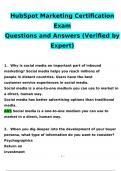 HubSpot Marketing Certification Exam 2024Expected Questions and Answers (Verified by Expert)