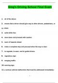 Greg's Driving School Final Exam With Correct Answers&comma;2024
