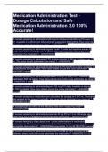 Medication Administration Test - Dosage Calculation and Safe Medication Administration 3.0 100% Accurate!