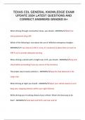 TEXAS CDL GENERAL KNOWLEDGE EXAM UPDATE 2024 LATEST QUESTIONS AND CORRECT ANSWERS GRADED A&plus;