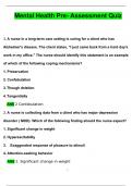 ATI Mental Health Pre-Assessment Quiz 20242025 Questions with 100&percnt; Correct Answers &vert; Verified &vert; Latest Update 2024