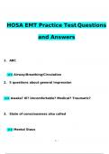 HOSA EMT Practice Test Exam2024 Expected Questions and Answers (Verified by Expert)