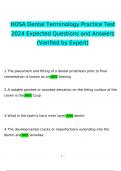 HOSA Dental Terminology Practice test Exam2024 Expected Questions and Answers (Verified by Expert)