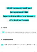 HOSA Human Growth and Development Exam2024 Expected Questions and Answers (Verified by Expert)