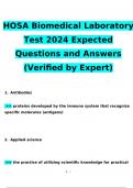 HOSA Biomedical Laboratory Test Exam2024 Expected Questions and Answers (Verified by Expert)